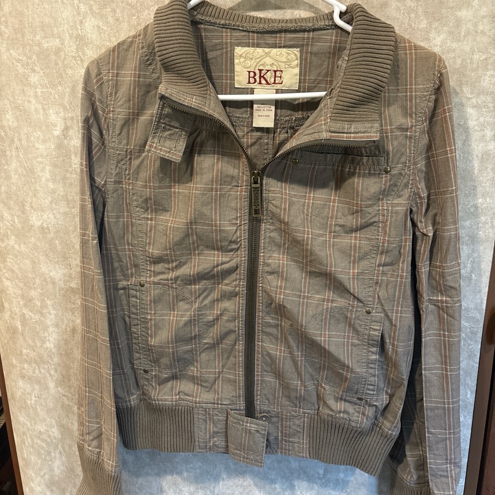 BKE Beige and orange Plaid Jacket